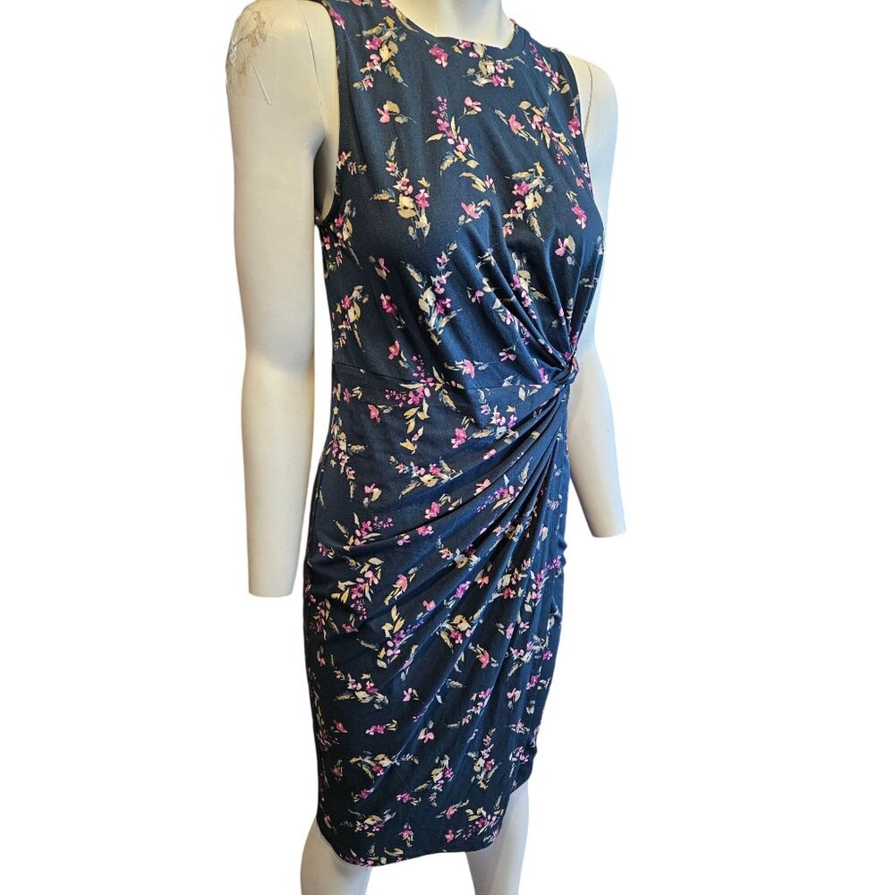 NWOT Nine Britton Floral Sleeveless Ruched Dress Women S Petite Casual Office - Picture 3 of 5